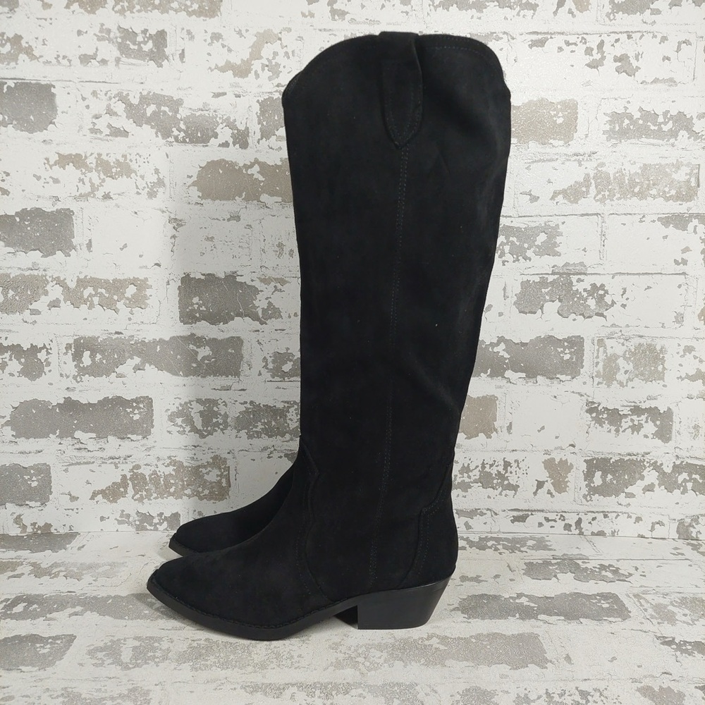 NEW DV Dolce Vita Tall Boots Women 7 Black Suede Leather Western Chic